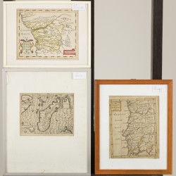 Een lot bestaande uit (3) kaarten. resp.: Chatelain, Madagaskar; Akkerman, Portugal; Onbekende maker, De omgeving van Congo, 18e eeuw.