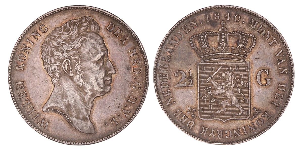 2½ Gulden. Willem I. 1840. Prachtig.