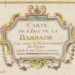 Jacques Nicolas Bellin (1703 - 1772), Landkaart van Barbados, onbekend maker: Dominicaanse Republiek. 