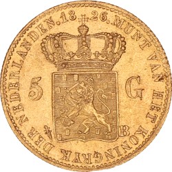 5 gulden goud. Willem I. 1826 B. Prachtig / UNC.