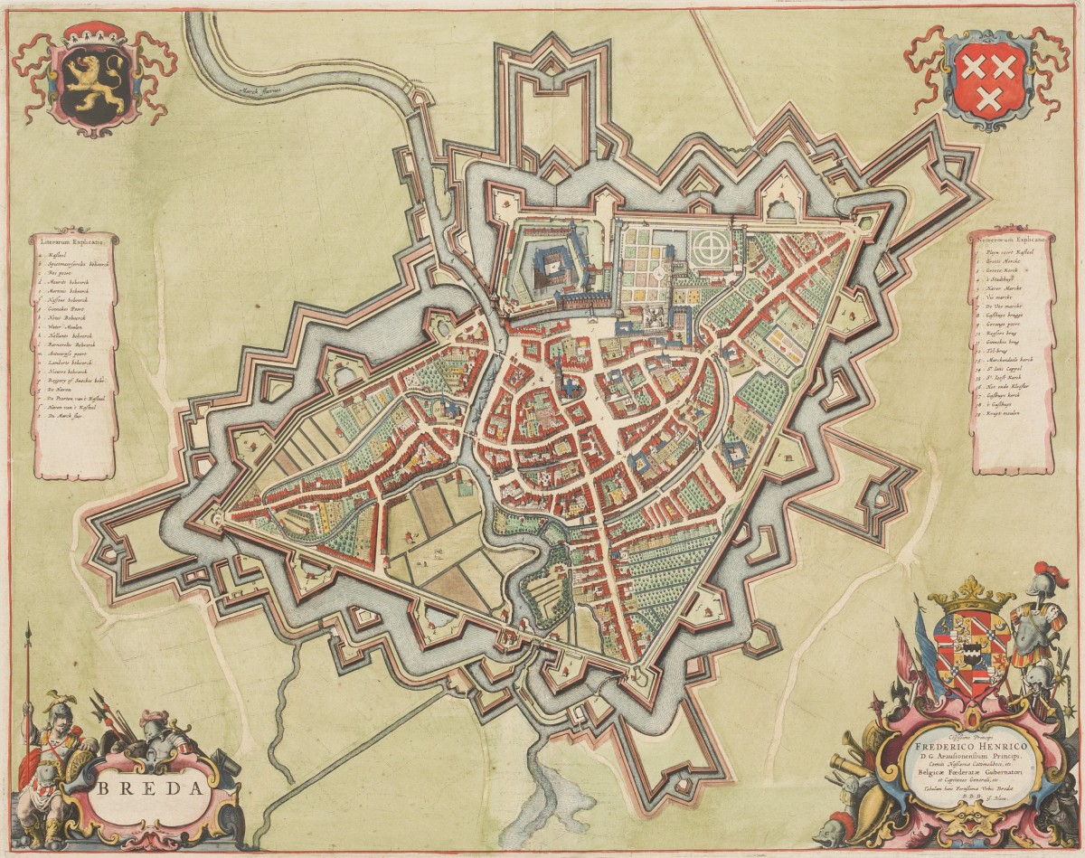Jan Willemsz. Blaeu (Amsterdam 1598 – 1673 Amsterdam), Landkaart van Breda - Breda Obsessa et Expugnata (...) - 1649.