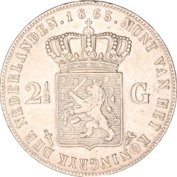 2½ Gulden. Willem III. 1863. Zeer Fraai +.