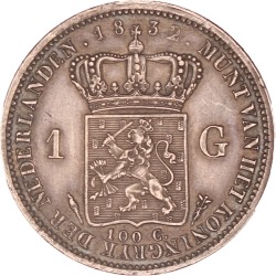 1 Gulden. Willem I. 1832. Prachtig +.