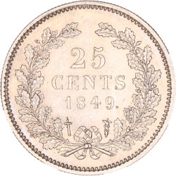 25 Cent. Willem II. 1849. UNC -.