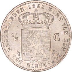 ½ Gulden. Willem III. 1858. Prachtig +.