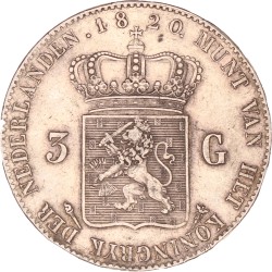 3 Gulden. Willem I. 1820 U. Zeer Fraai +.