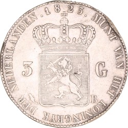 3 Gulden. Willem I. 1823 B. AU details.