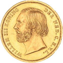 Gouden Willem (negotiepenning t.w.v. 10 Gulden). Willem III. 1851. Prachtig.