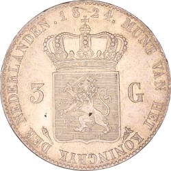 3 Gulden. Willem I. 1824 U. Zeer Fraai / Prachtig.