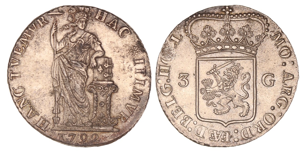 3 Gulden -generaliteits-. Holland. 1792. Prachtig / UNC.