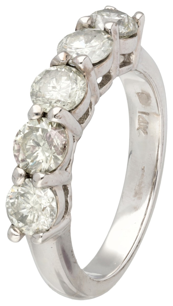 14 kt. Witgouden alliance ring bezet met ca. 1.47 ct. diamant.