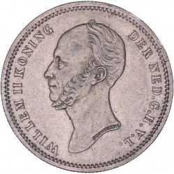 25 Cent Willem II 1848 met punt. Zeer fraai / Prachtig.