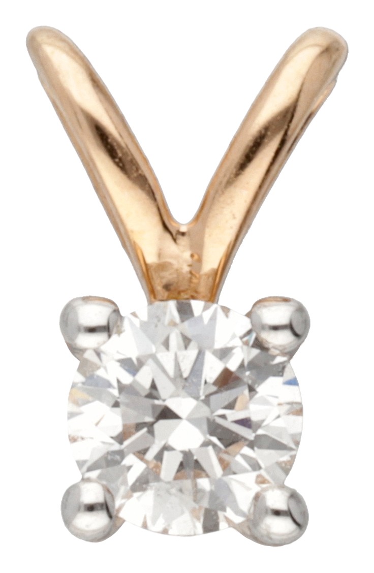 18 kt. Roségouden solitair hanger bezet met ca. 0.17 ct. diamant.