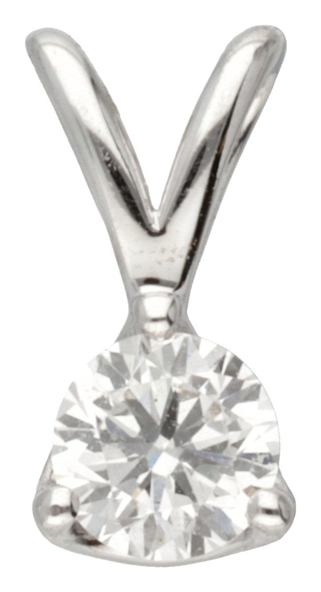 18 kt. Witgouden solitair hanger bezet met ca. 0.17 ct. diamant.