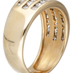 14 kt. Geelgouden bandring bezet met ca. 0.78 ct. diamant.