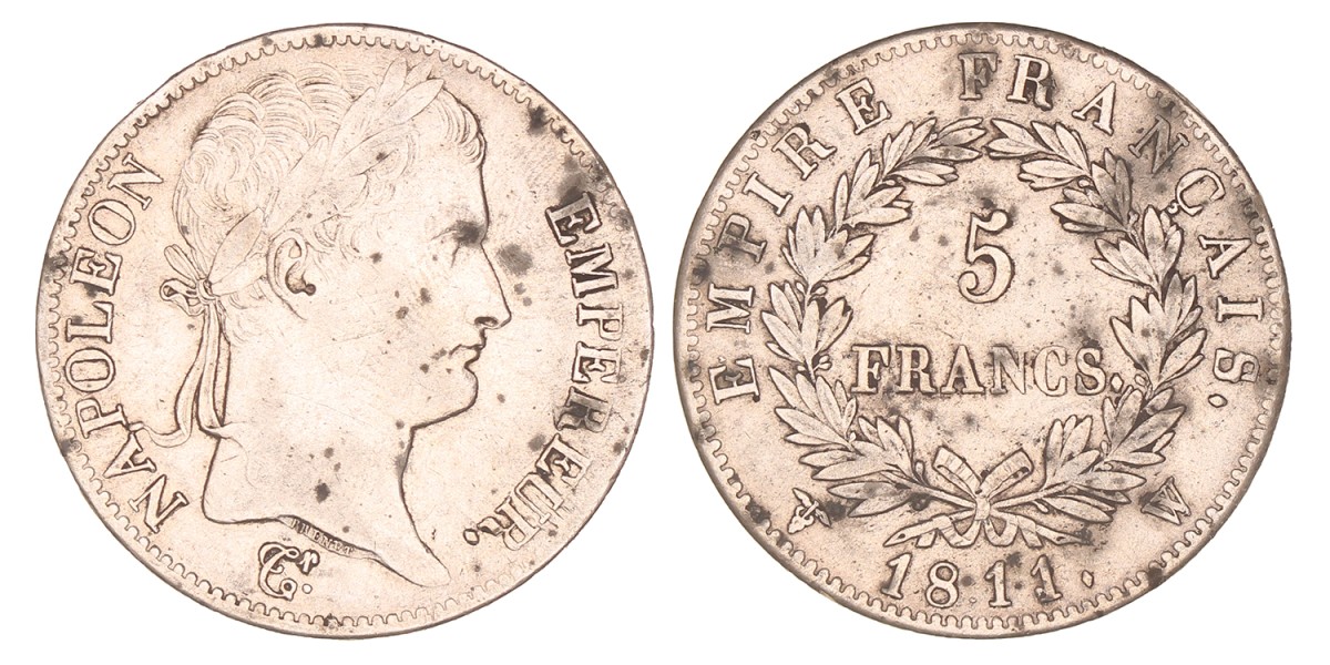 France. Empire. Napoleon. 5 Francs. 1811 W.