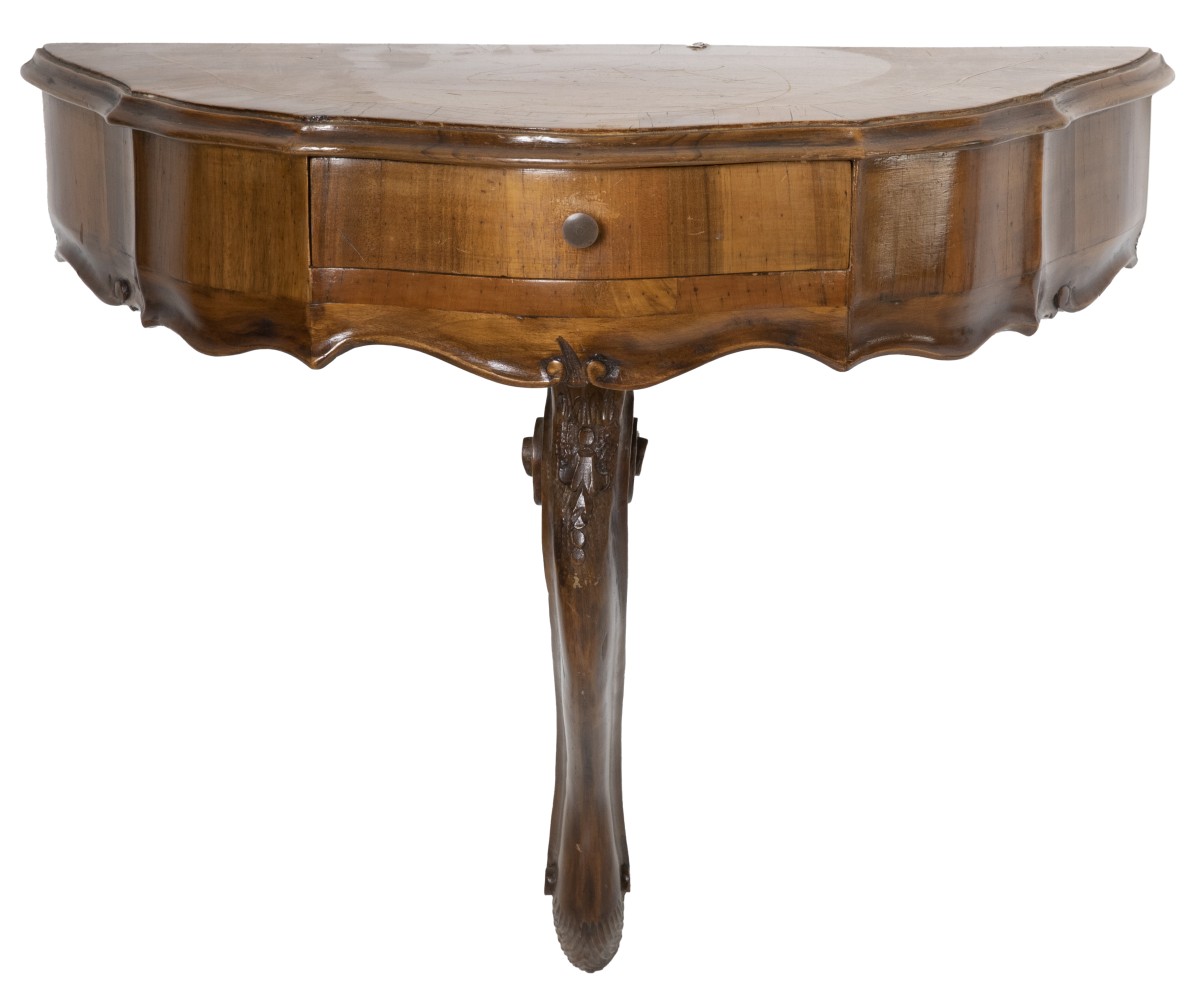 Een kleine mahonie gefineerde wandconsole, 20e eeuw.