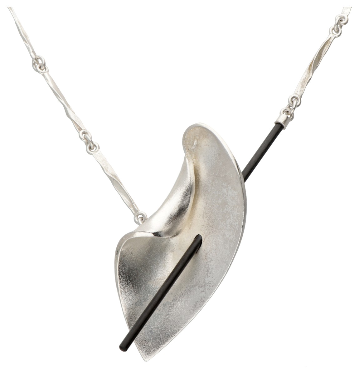 Sterling zilveren Fins design Lapponia collier met ebbenhout.