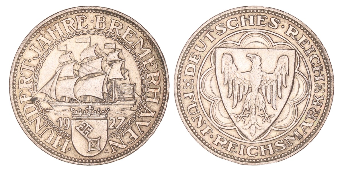 Germany. Weimar republic. 5 Reichsmark. 1927.