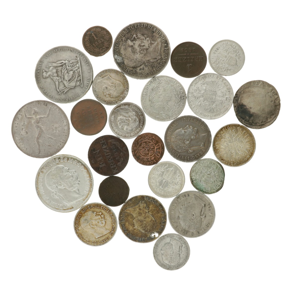 Austria empire. Lot (25) Silver and Copper Coins. 1744 - 1915.