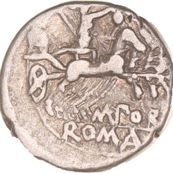 Roman republic. M. Porcius Laeca. Denarius. N.D. (125 BC).