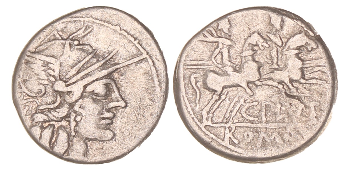 Roman republic. C. Plutius. Denarius. N.D. (121 BC).