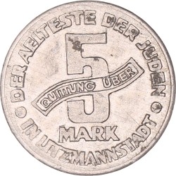 Poland. Occupied. Litsmannstadt. Jewish Ghetto. 5 Mark. 1943.