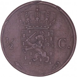 ½ Cent Willem I 1824 U. Zeer fraai / Prachtig.