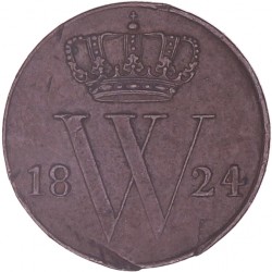 ½ Cent Willem I 1824 U. Zeer fraai / Prachtig.