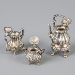 6-delig miniatuur koffie- en theeservies zilver.