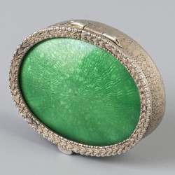 Compact- / poederdoosje zilver.