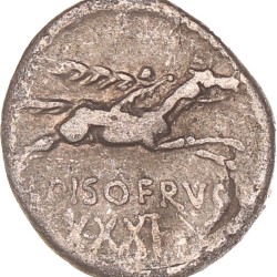 Roman republic. L. Calpurnius Piso L.f. Frugi. Denarius. N.D. (90 - 89 BC).