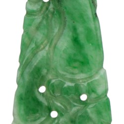 14 kt. Geelgouden vintage hanger met gesneden jade.