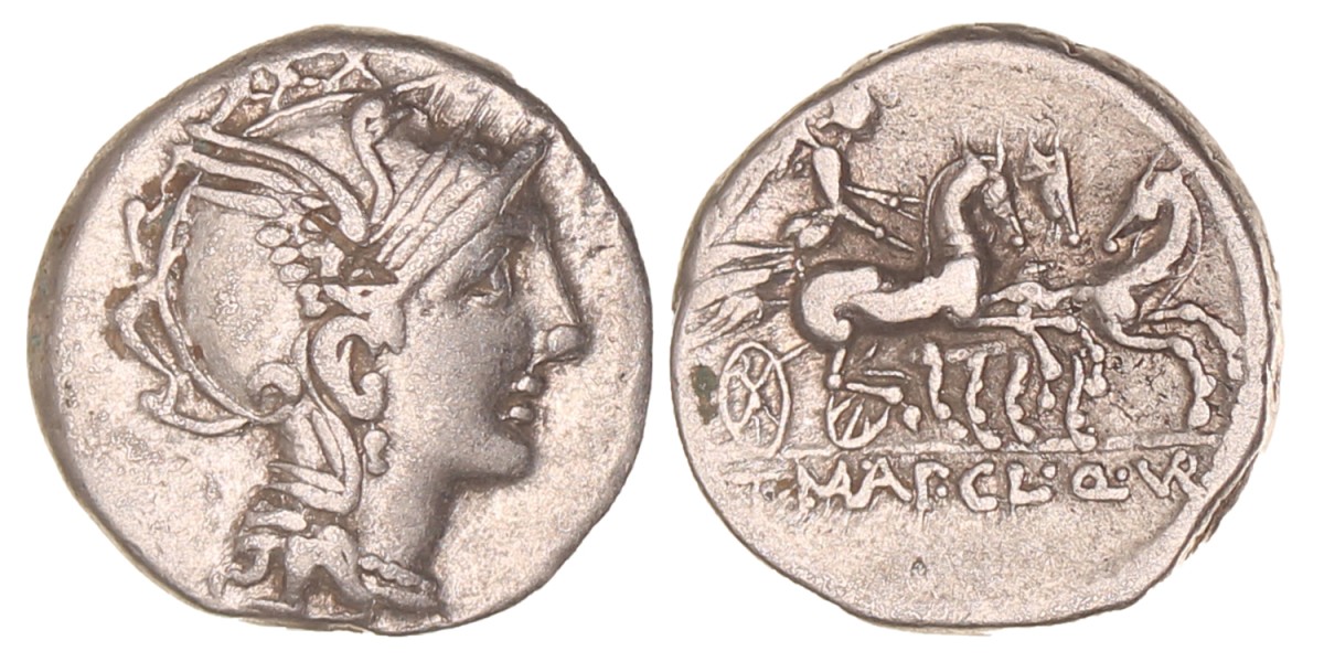 Roman republic. Appius Claudius Pulcher, T. Manlius Mancius, and Q. Urbinius. Denarius. N.D. (111 - 110 BC).