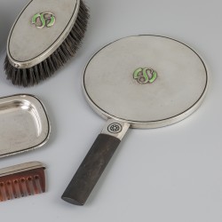 5-delige kaptafel set (Oslo, Noorwegen, Jacob Torstrop 1806-1890) zilver.