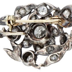 BWG zilveren antieke broche / hanger bezet met ca. 1.51 ct. diamant.