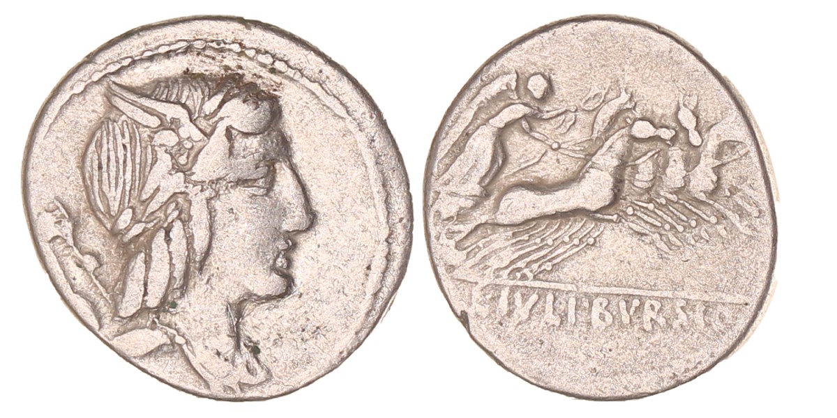 Roman republic. L. Julius Bursio. Denarius. N.D. (85 BC).