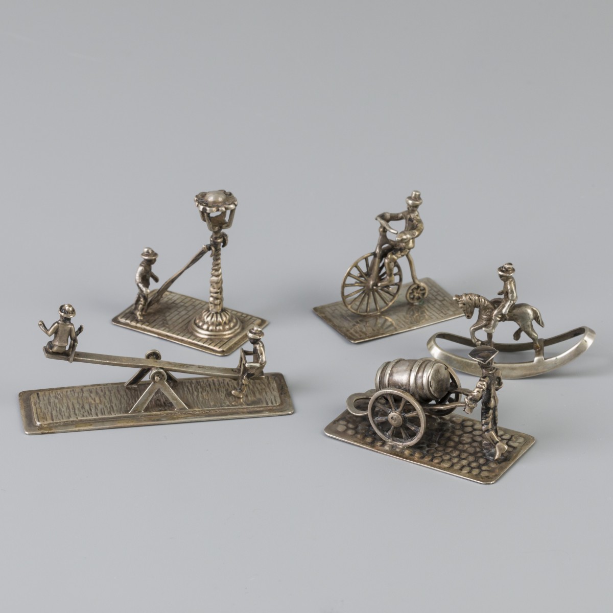 5-delig lot miniaturen zilver.