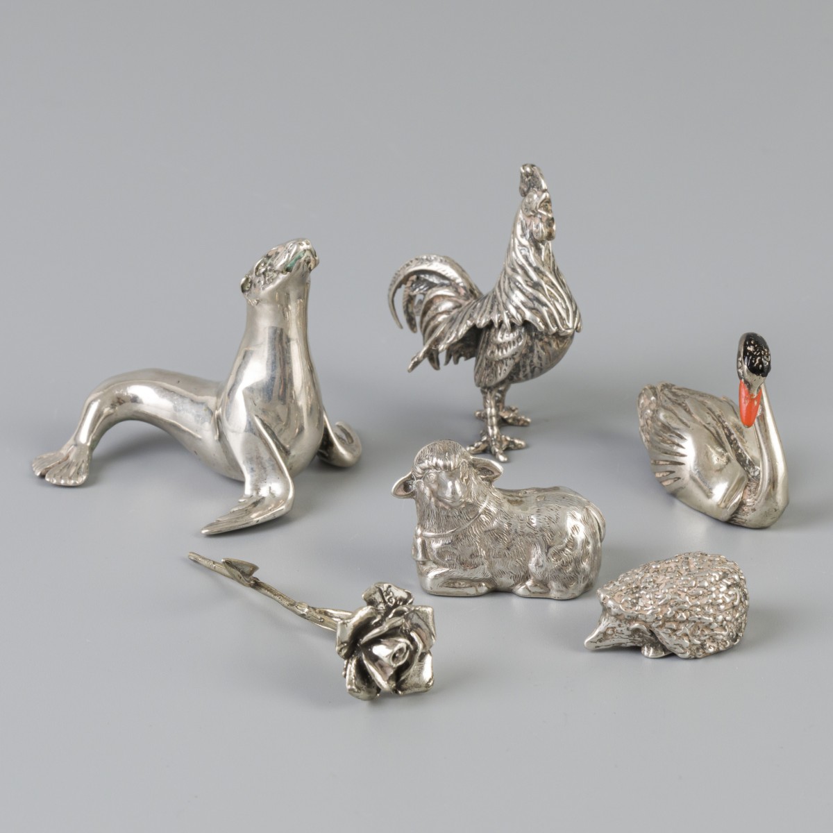 6-delig lot miniaturen zilver.
