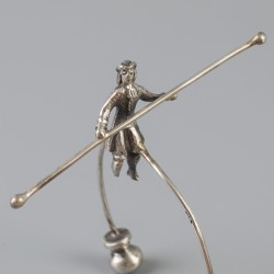Miniatuur rouletteman / tombola zilver.