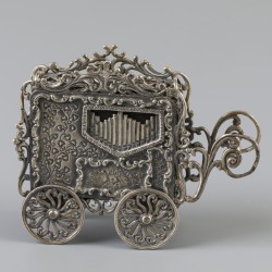 Straatorgel miniatuur met speeldoos zilver.