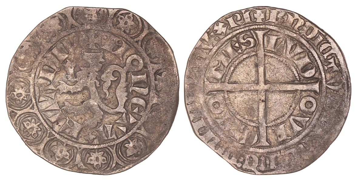 Groot compagnon of Leeuwengroot. Vlaanderen. Lodewijk van Male. Z.j. (1346 - 1364). Fraai / Zeer Fraai.