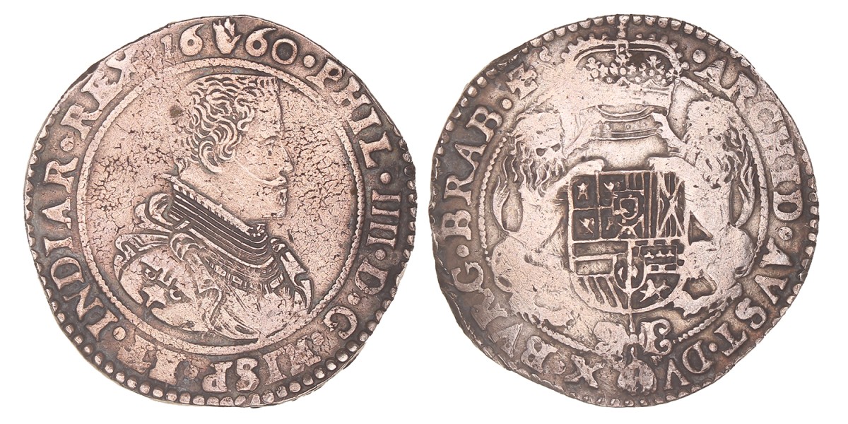 Dukaton. Brabant. Antwerpen. Filips IV. 1660. Zeer Fraai.
