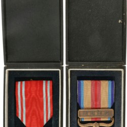 Japan. Showa period. Lot (2) China incident medal and Red cross medal in silver (male member) with batton.