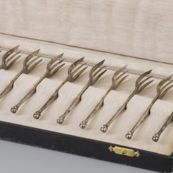 12-delige set gebaksvorkjes zilver.