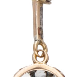 14 kt. Gouden/sterling zilveren antieke hanger bezet met roos geslepen diamanten.