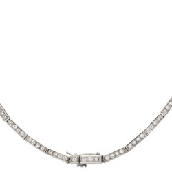 18 kt. Witgouden vintage collier bezet met ca. 3.36 ct. diamant.