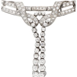 18 kt. Witgouden vintage collier bezet met ca. 3.36 ct. diamant.