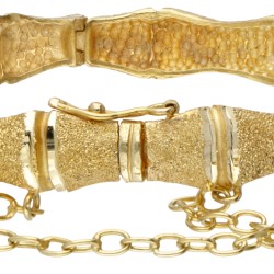 14 kt. Geelgouden bamboe bangle armband.