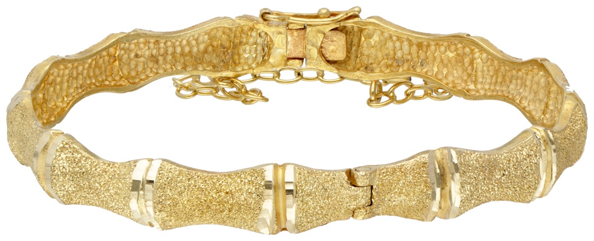 14 kt. Geelgouden bamboe bangle armband.